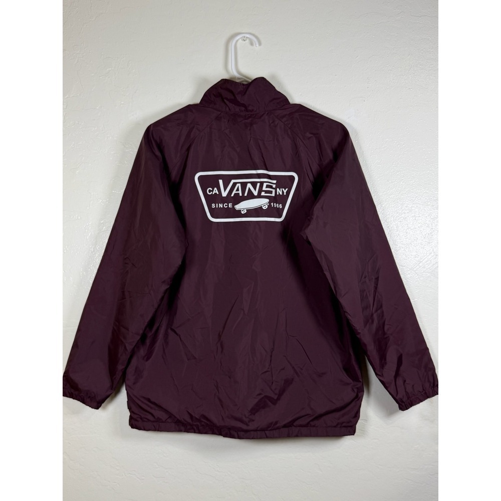 Vans Maroon Burgundy Mens Fleece Lined Windbreaker Logo Torrey Coaches Jacket XL - Picture 3 of 11